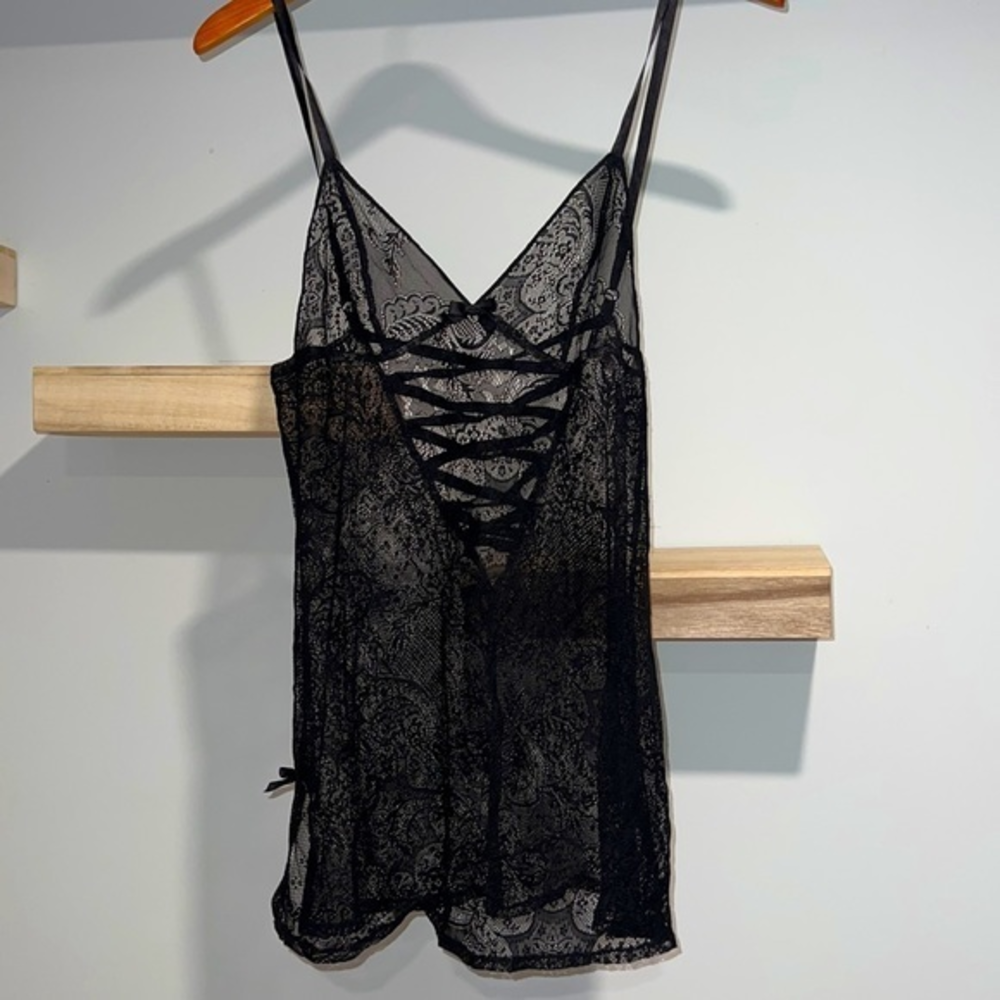 Victoria’s Secret vintage black lingerie‎ lacy slip baby doll